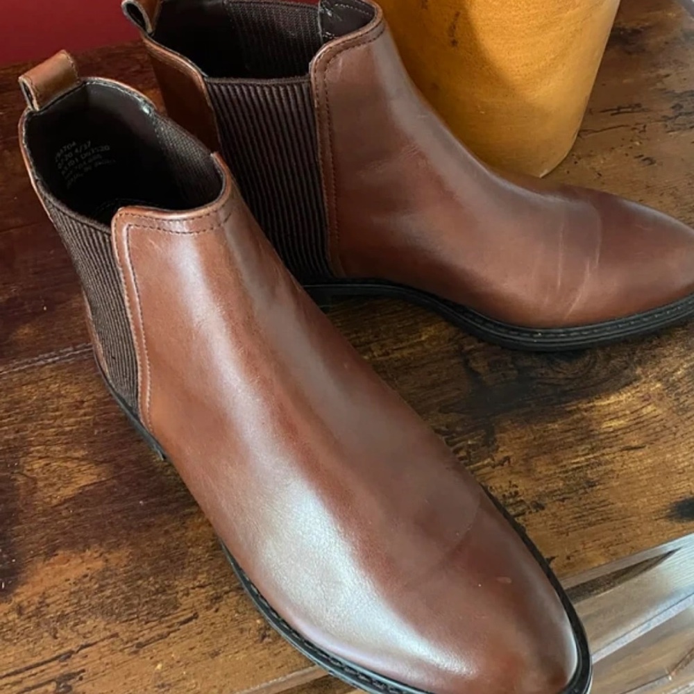 Boots Brown Leather Women's Chukka Boots with Elastic Panels